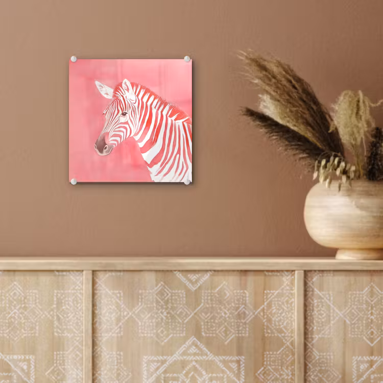 Glas schilderij - Zebra - Pink - Verf — 6