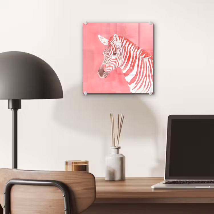 Glas schilderij - Zebra - Pink - Verf — 7