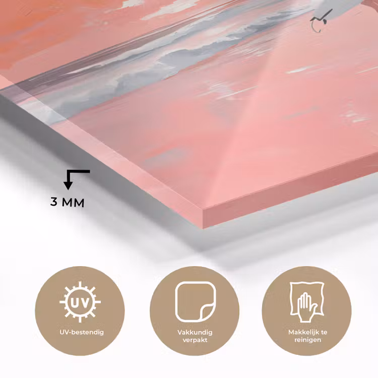 Glas schilderij - Roze - Surfen - Zee — 3