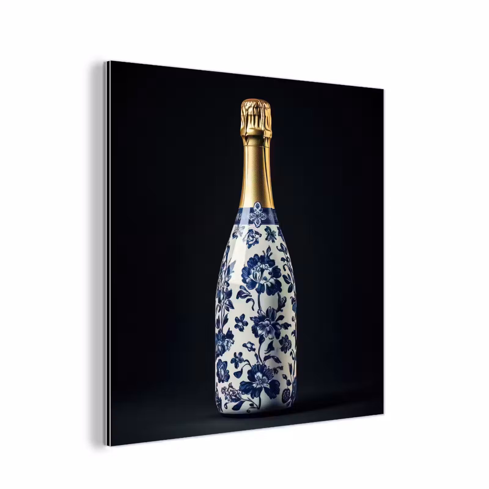 Aluminium schilderij - Champagne - Bloemen - Goud - Chique — 1