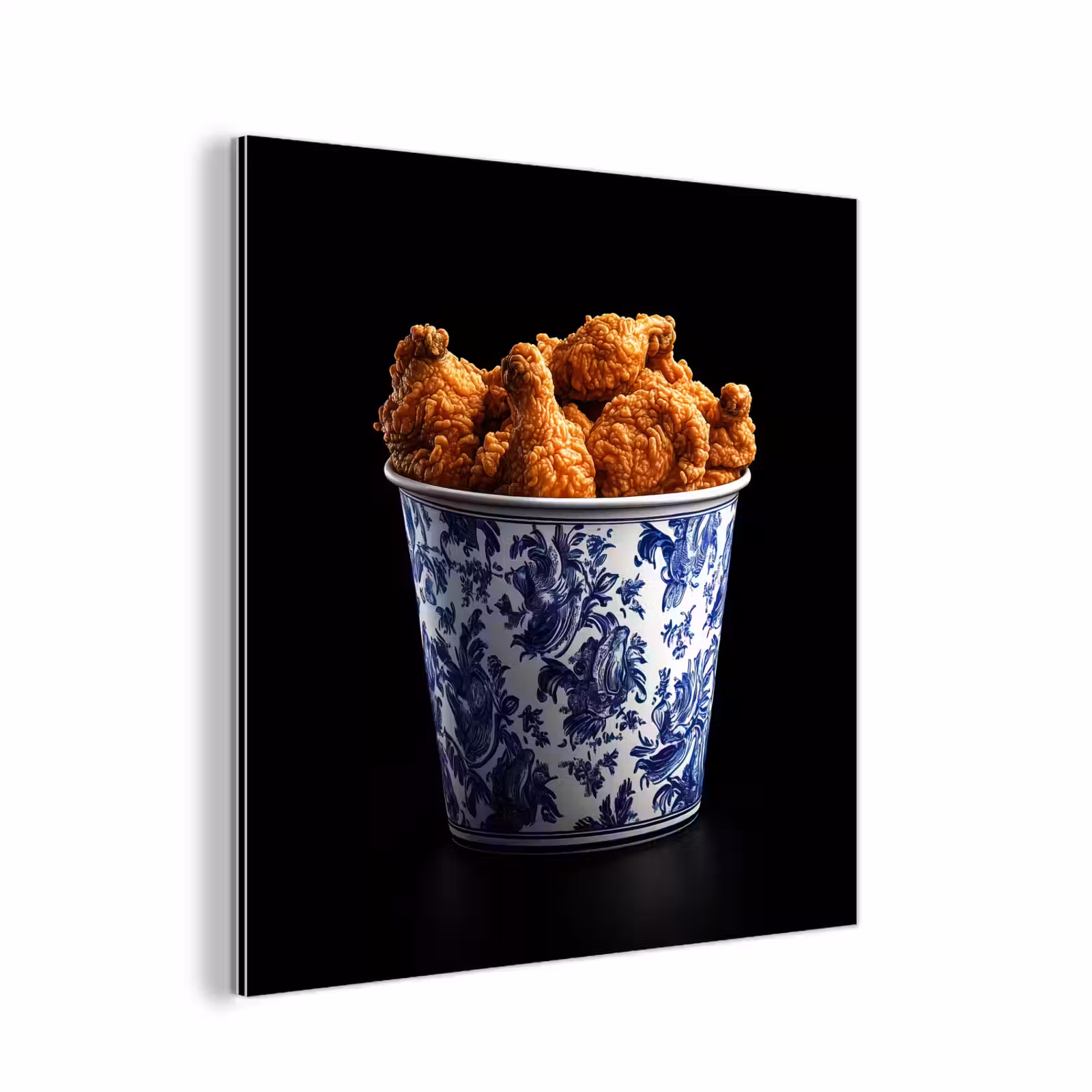 Aluminium schilderij - Kip - Bucket - Delfts blauw - Lekker — 1