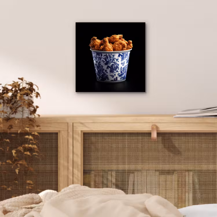 Aluminium schilderij - Kip - Bucket - Delfts blauw - Lekker — 4