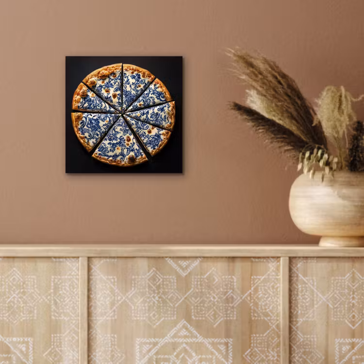 Aluminium schilderij - Pizza - Eten - Delftsblauw — 5