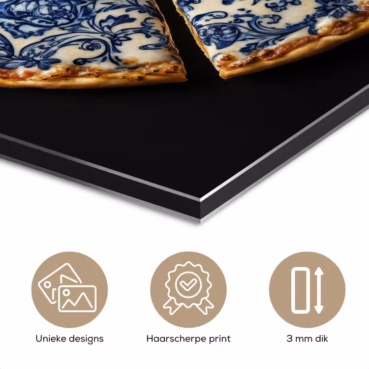 Aluminium schilderij - Pizza - Eten - Delftsblauw — 7