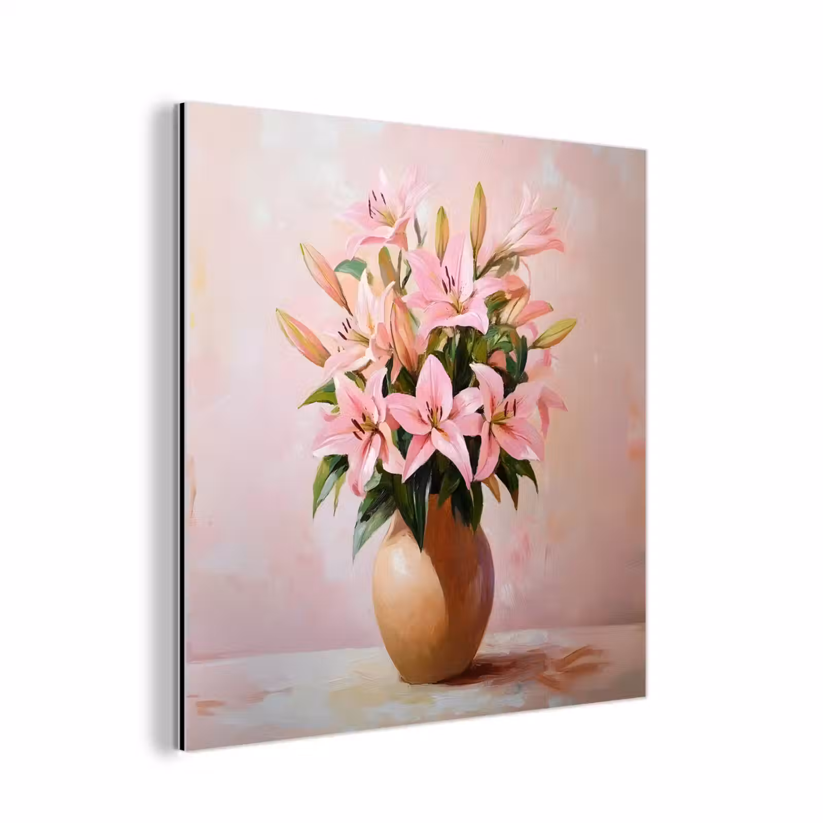 Aluminium schilderij - Vaas - Bloemen - Roze — 1