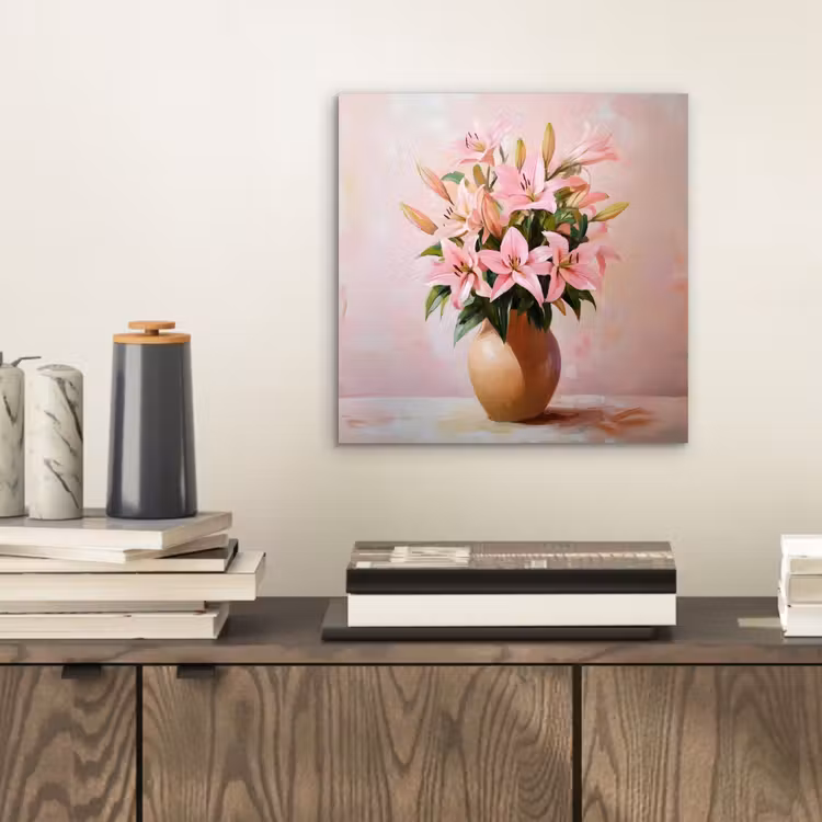Aluminium schilderij - Vaas - Bloemen - Roze — 2