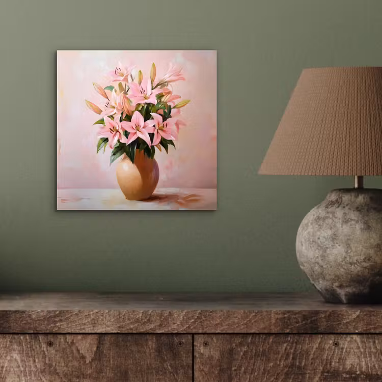 Aluminium schilderij - Vaas - Bloemen - Roze — 3