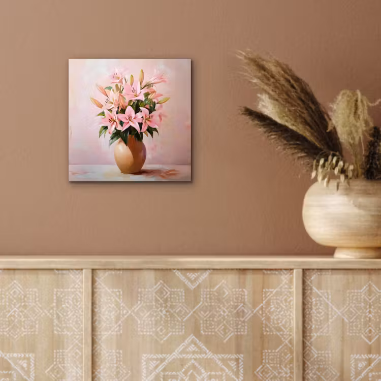 Aluminium schilderij - Vaas - Bloemen - Roze — 5
