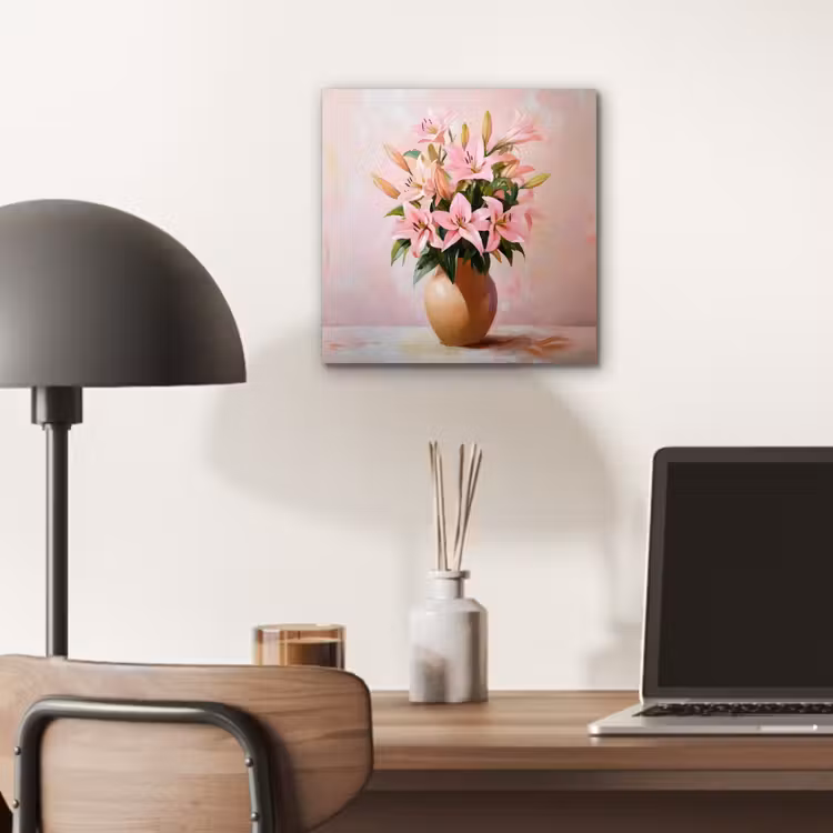 Aluminium schilderij - Vaas - Bloemen - Roze — 6