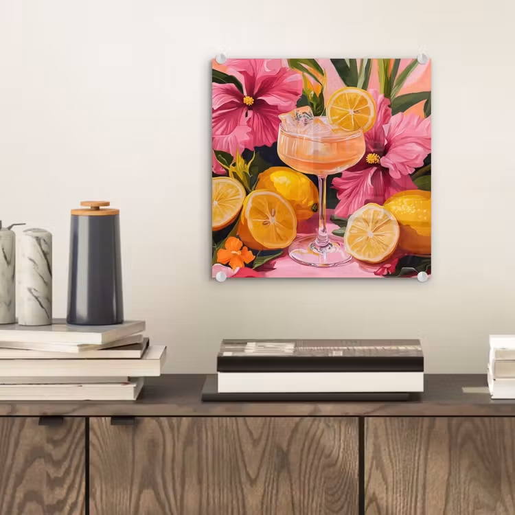 Glas schilderij - Drink - Bloemen - Yellow — 2