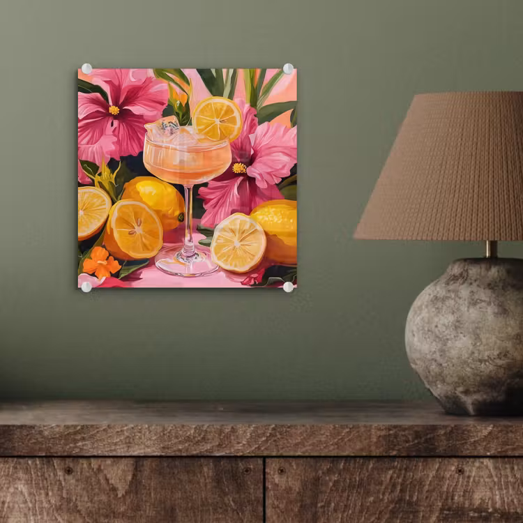 Glas schilderij - Drink - Bloemen - Yellow — 4