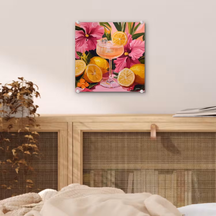 Glas schilderij - Drink - Bloemen - Yellow — 5
