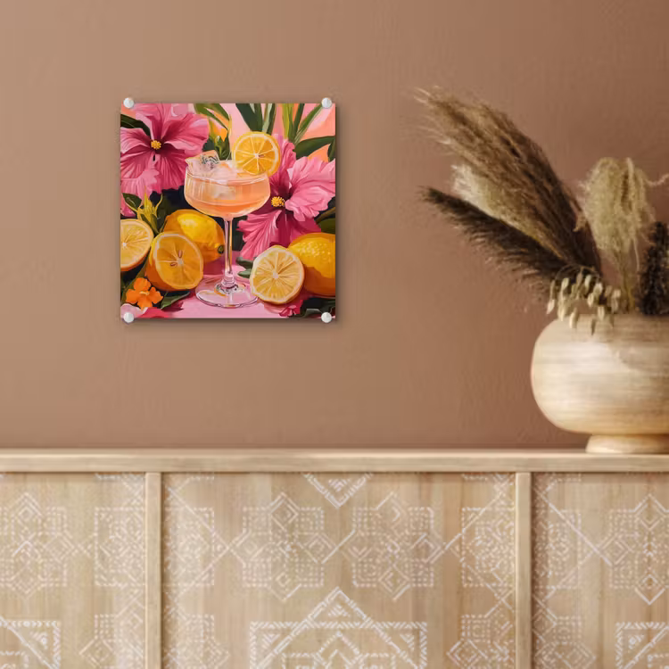 Glas schilderij - Drink - Bloemen - Yellow — 6