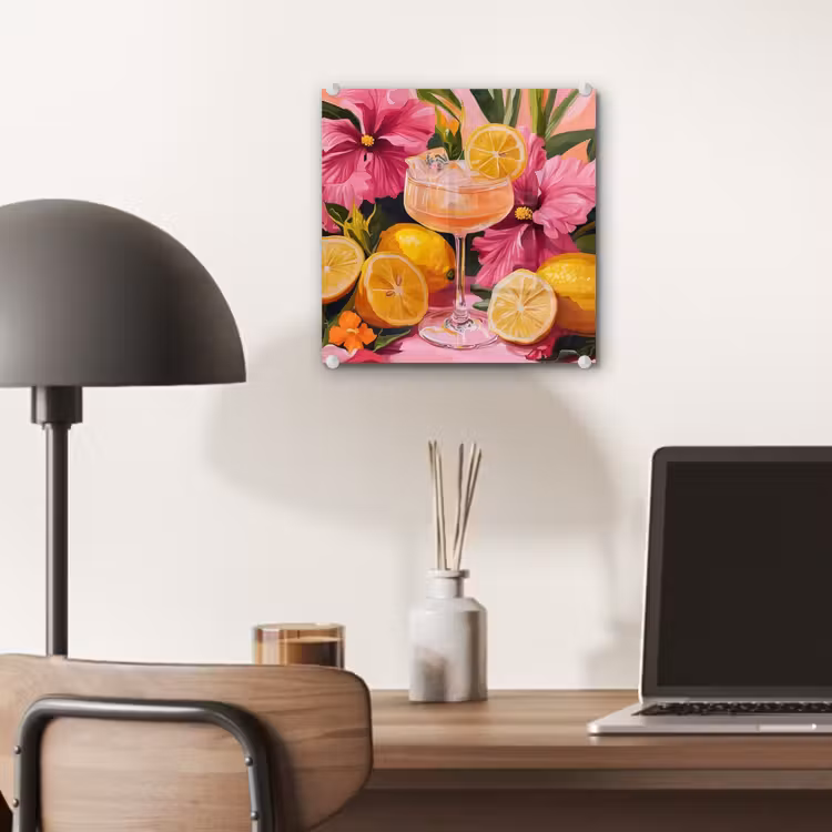 Glas schilderij - Drink - Bloemen - Yellow — 7
