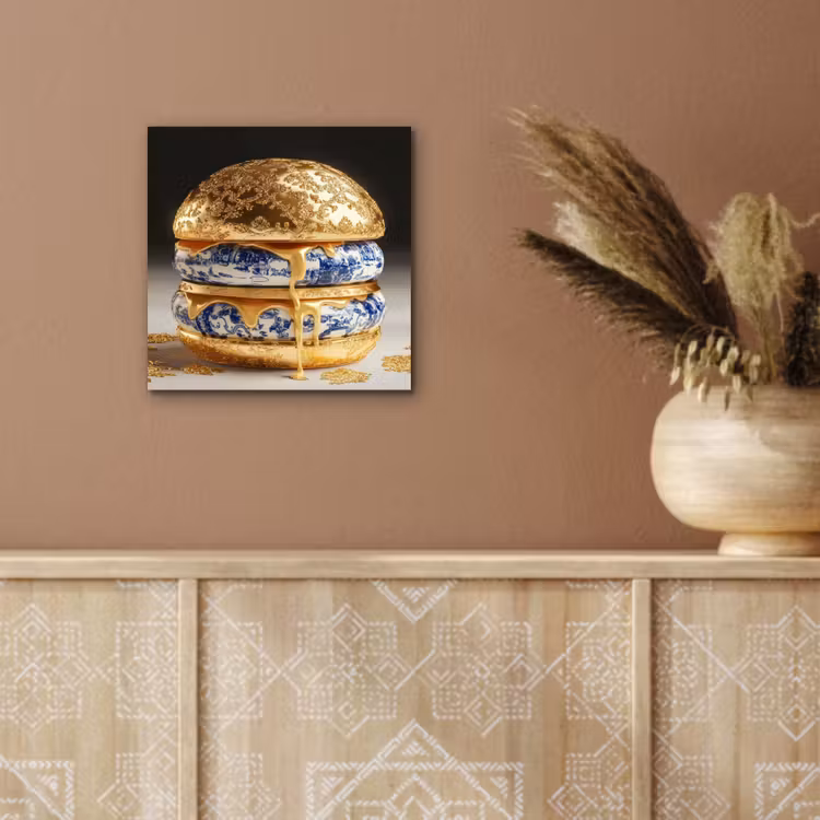 Aluminium schilderij - Delftsblauw - Goud - Burger — 5