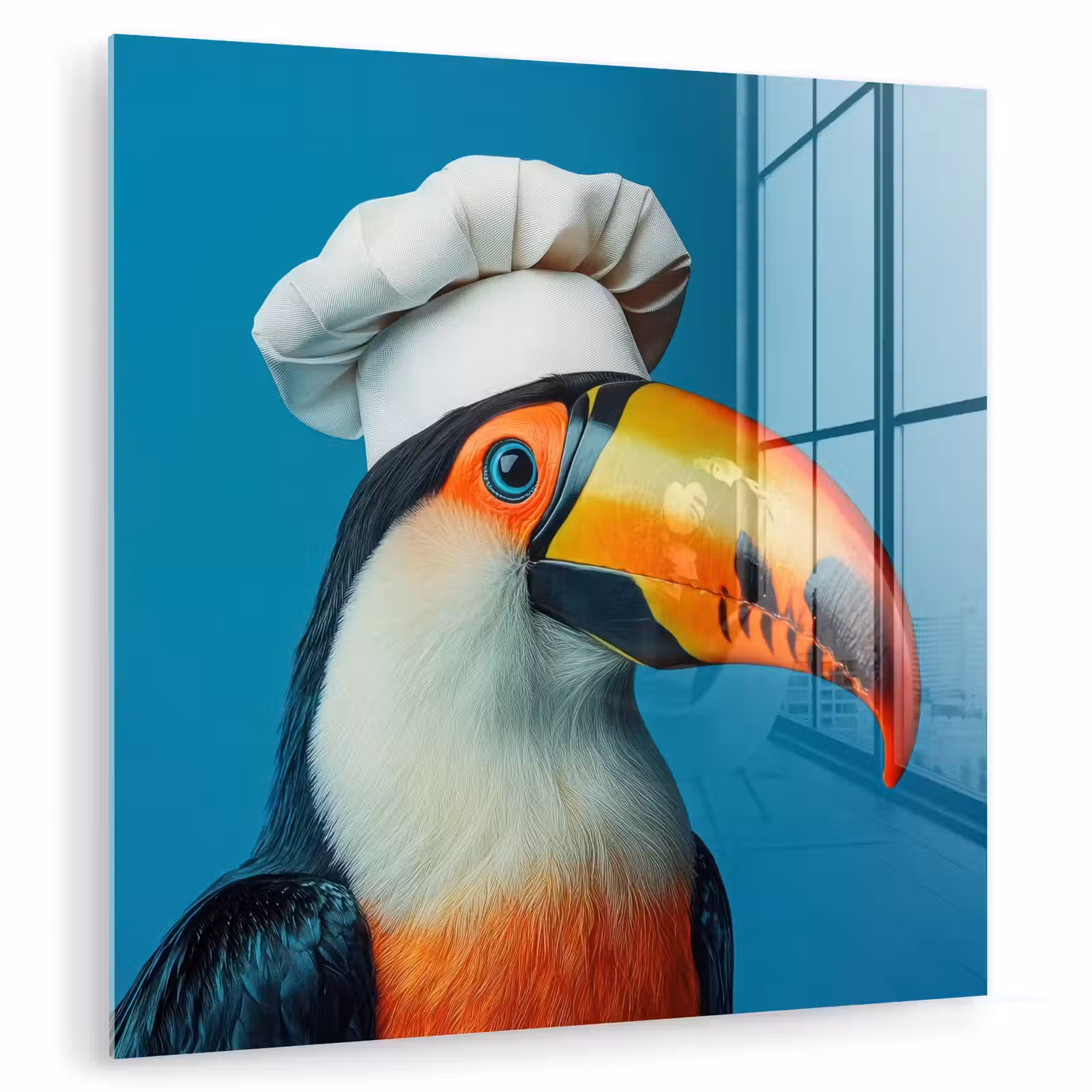 Glas schilderij - Toekan - Papegaai - Vogel - Koksmuts — 1