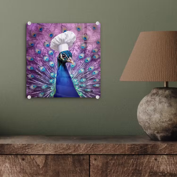 Glas schilderij - Pauw - Koksmuts - Cool - Paars — 4