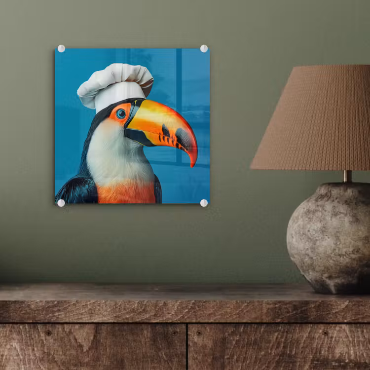 Glas schilderij - Toekan - Papegaai - Vogel - Koksmuts — 4