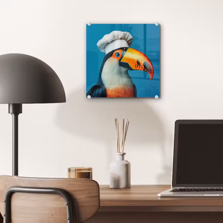 Glas schilderij - Toekan - Papegaai - Vogel - Koksmuts — 7