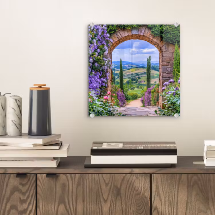 Glas schilderij - Doorkijk - Toscane - Landschap - Poort — 2