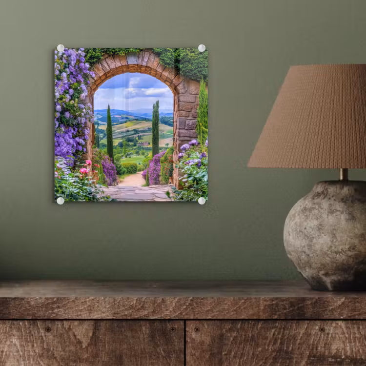 Glas schilderij - Doorkijk - Toscane - Landschap - Poort — 4