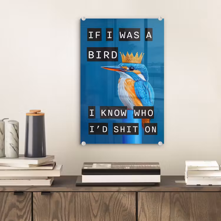 Glas schilderij - Vogel - Decoratie - Ijsvogel - Blauw — 2