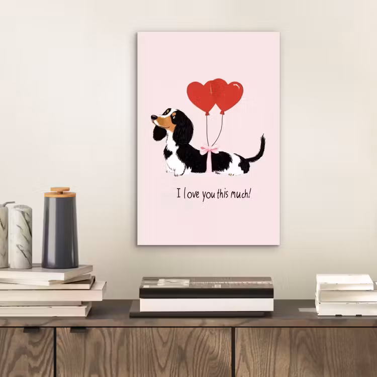 Aluminium schilderij - Hond - Teckel - Valentijn - Love — 2