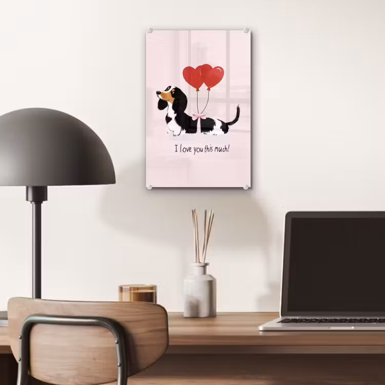Glas schilderij - Hond - Teckel - Valentijn - Love — 7