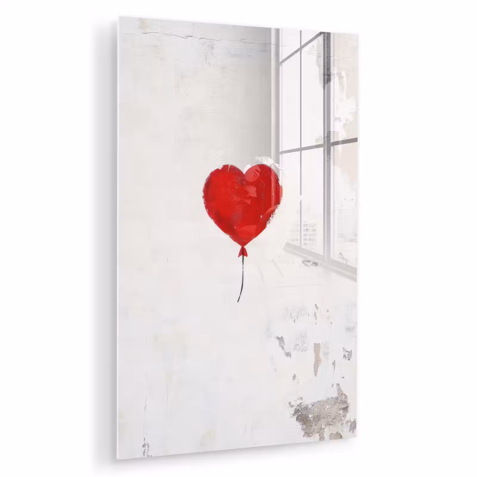 Glas schilderij - Ballon - Rood - Hart — 1