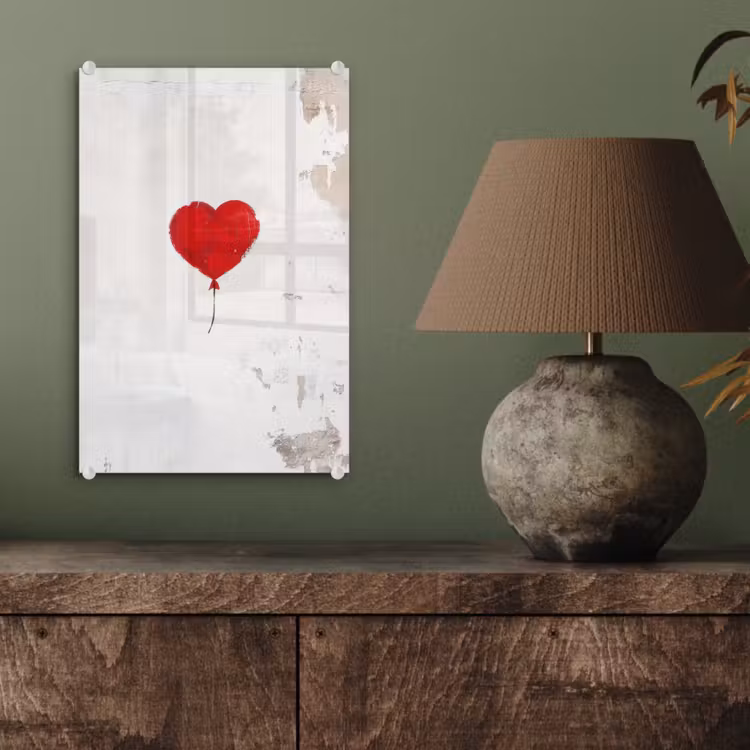 Glas schilderij - Ballon - Rood - Hart — 4
