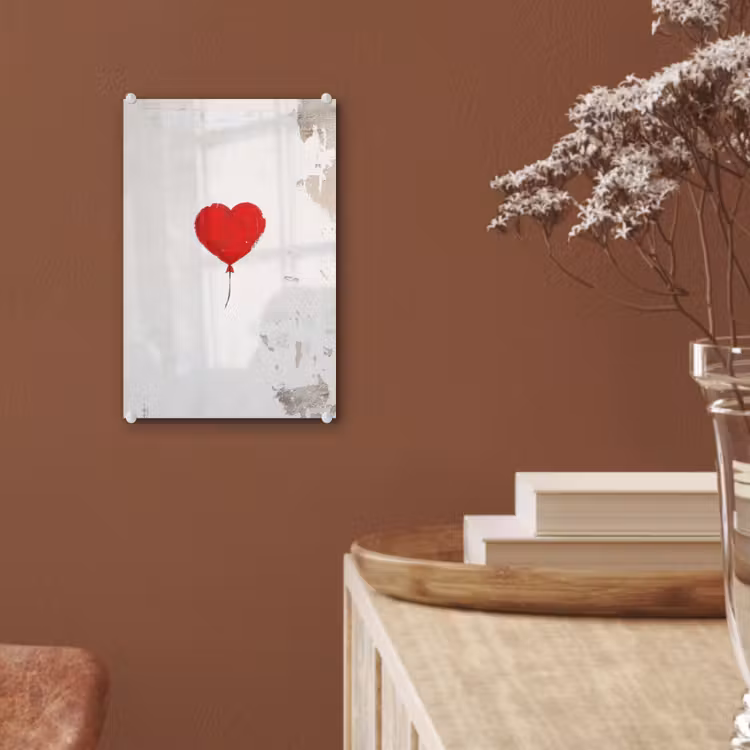 Glas schilderij - Ballon - Rood - Hart — 6