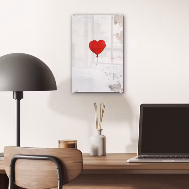 Glas schilderij - Ballon - Rood - Hart — 7