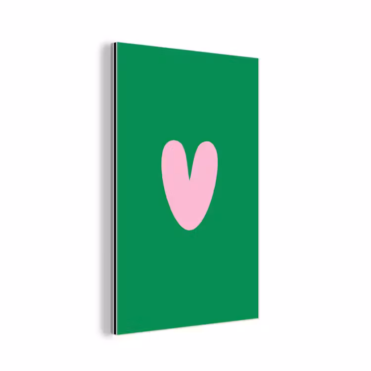 Aluminium schilderij - Groen - Hart - Minimalistisch - Valentijn — 1