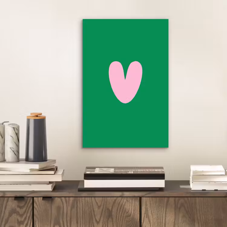 Aluminium schilderij - Groen - Hart - Minimalistisch - Valentijn — 2