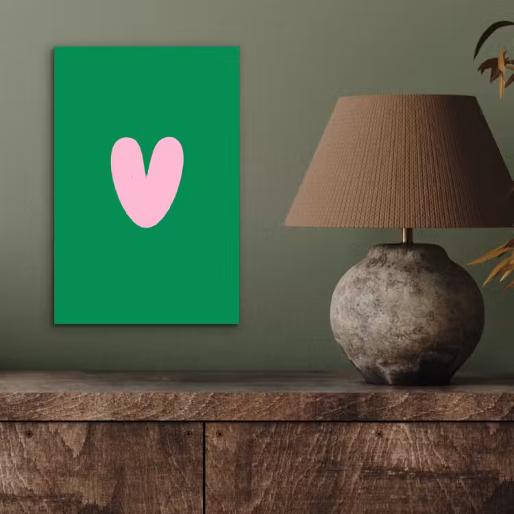 Aluminium schilderij - Groen - Hart - Minimalistisch - Valentijn — 3