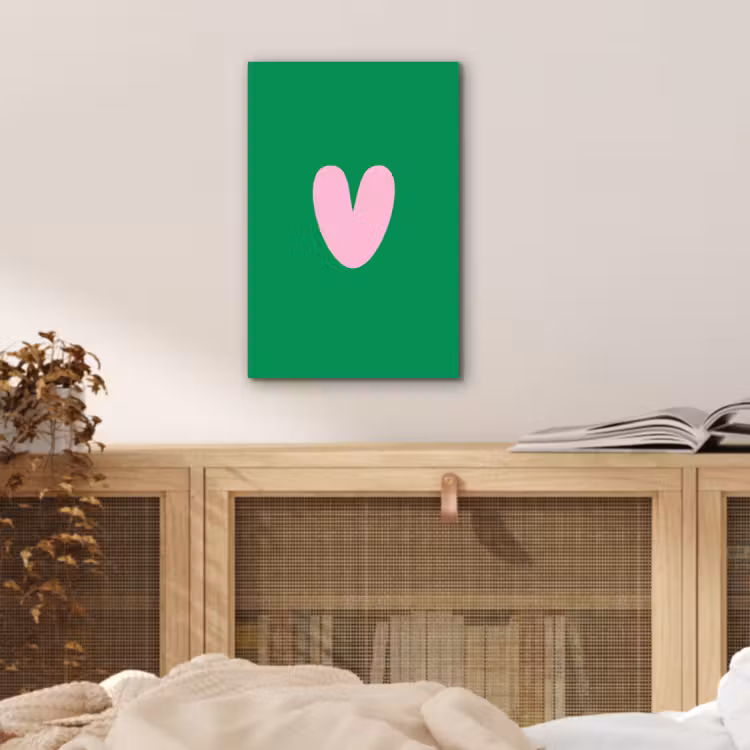 Aluminium schilderij - Groen - Hart - Minimalistisch - Valentijn — 4