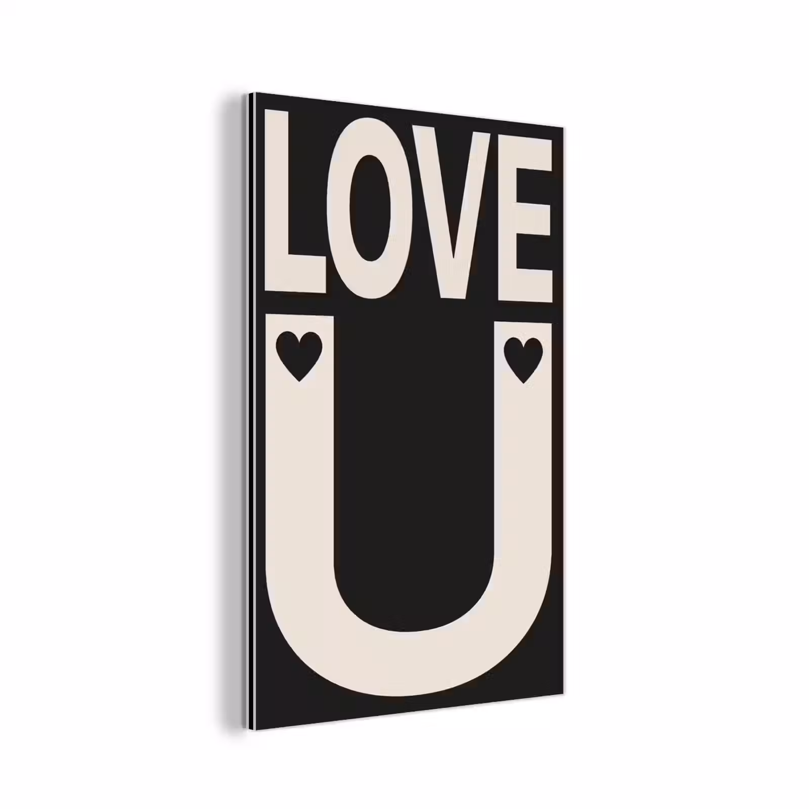 Aluminium schilderij - Love - Zwart - Minimalistisch — 1