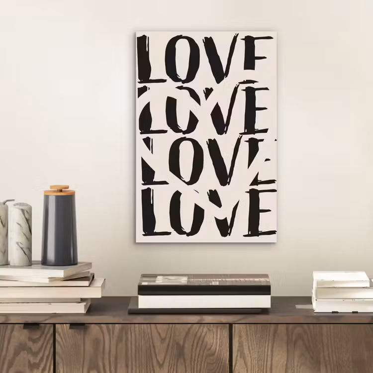 Aluminium schilderij - Love - Hart - Beige — 2