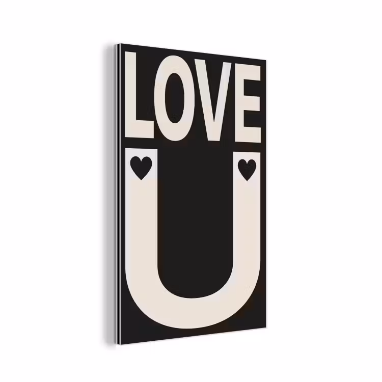 Aluminium schilderij - Love - Zwart - Minimalistisch — 1