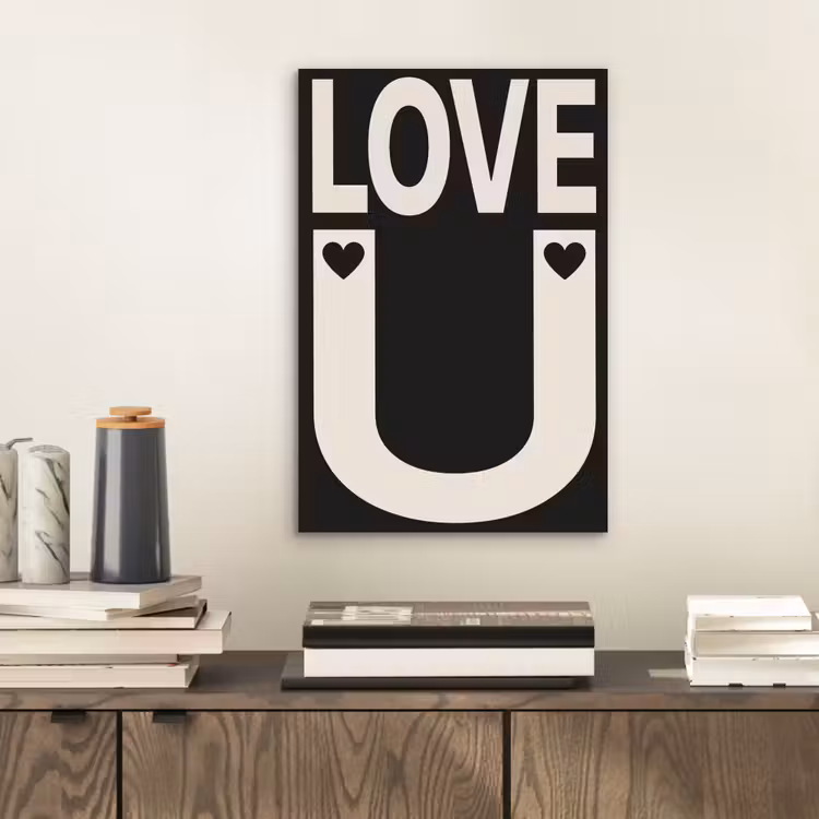 Aluminium schilderij - Love - Zwart - Minimalistisch — 2