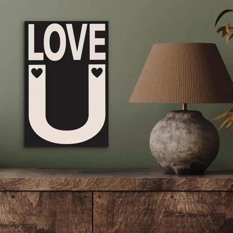 Aluminium schilderij - Love - Zwart - Minimalistisch — 3