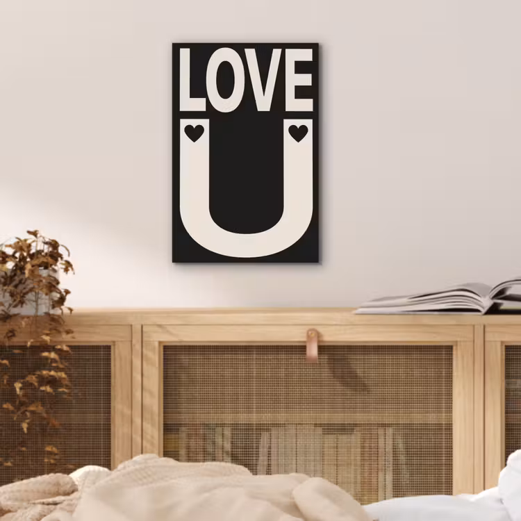 Aluminium schilderij - Love - Zwart - Minimalistisch — 4