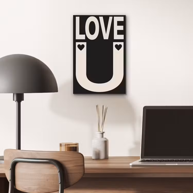 Aluminium schilderij - Love - Zwart - Minimalistisch — 6