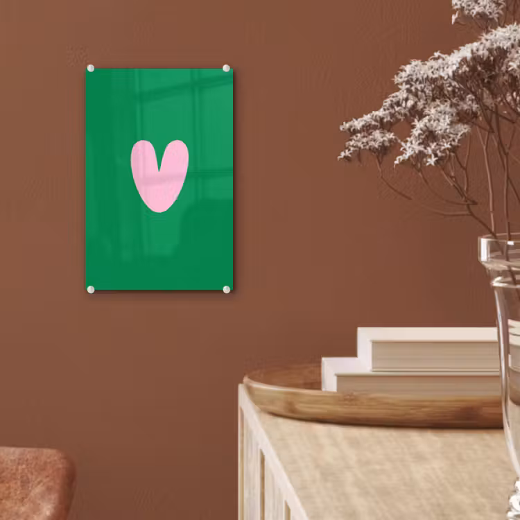 Glas schilderij - Groen - Hart - Minimalistisch - Valentijn — 6