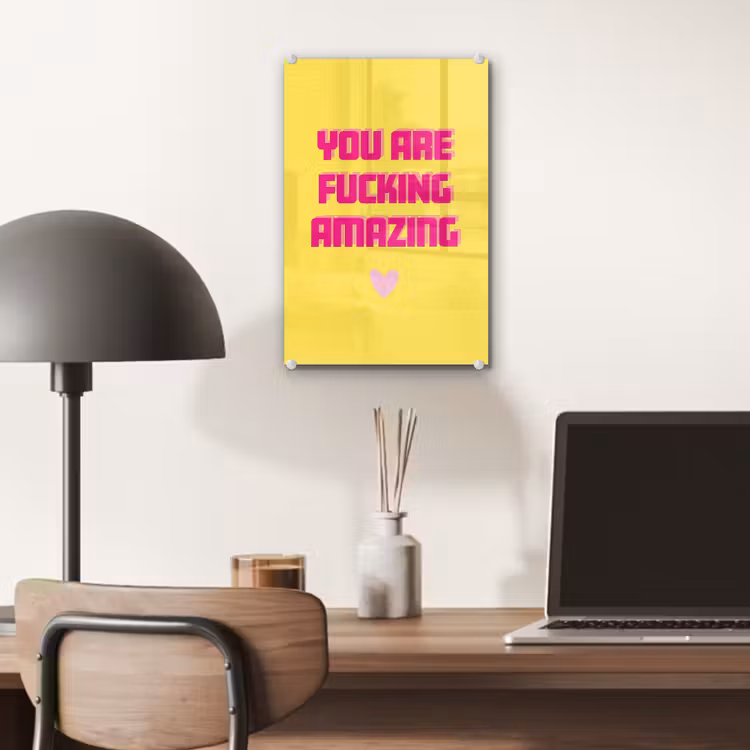 Glas schilderij - Geel - Valentijn - Tekst — 7
