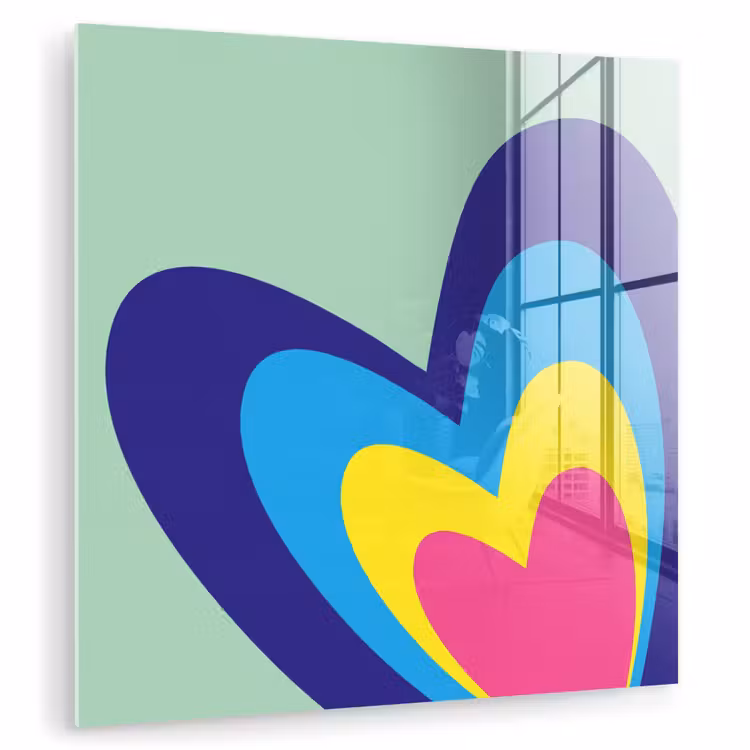 Glas schilderij - Hartjes - Kleurrijk - Valentijn — 1
