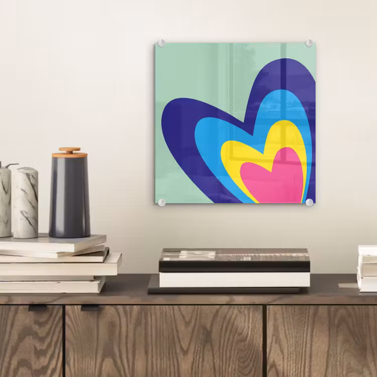 Glas schilderij - Hartjes - Kleurrijk - Valentijn — 2