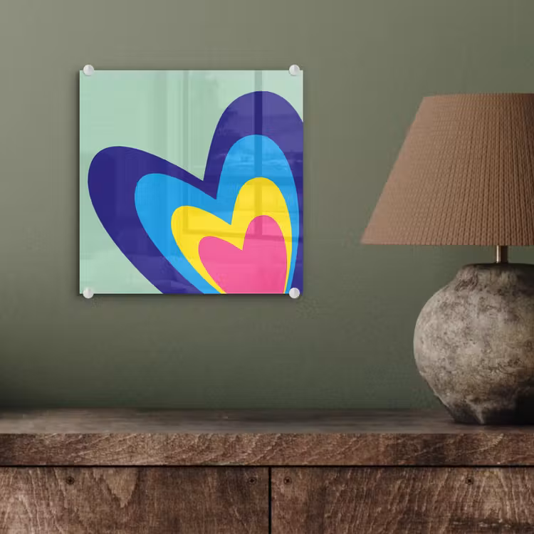 Glas schilderij - Hartjes - Kleurrijk - Valentijn — 4