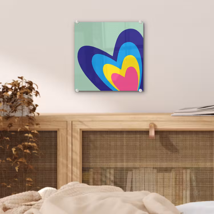 Glas schilderij - Hartjes - Kleurrijk - Valentijn — 5