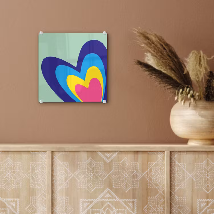Glas schilderij - Hartjes - Kleurrijk - Valentijn — 6